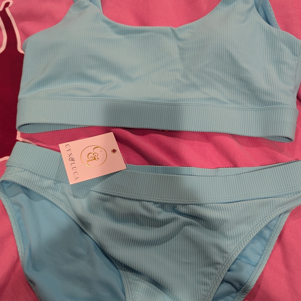 Blue Bikini Set with Clean Lines and Matte Finish